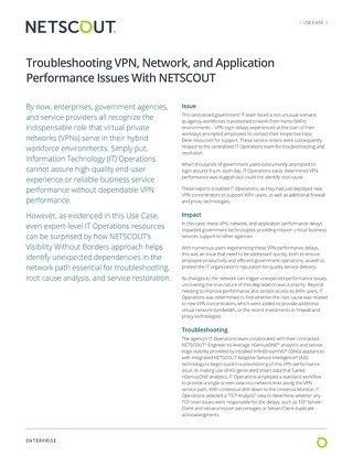 Troubleshooting VPN, Network, and Application Performance Issues With NETSCOUT
