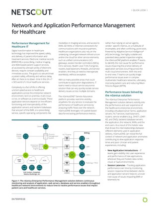 Network and Application Performance Management for Healthcare