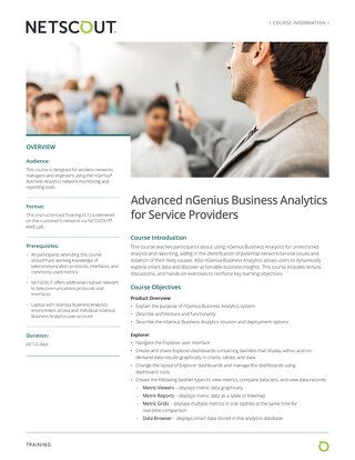 Advanced nGenius Business Analytics for Service Providers
