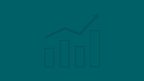 Dark teal background with chart icon