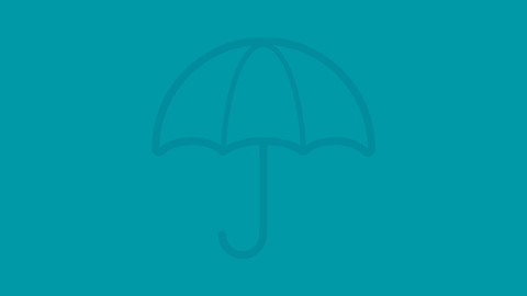 Teal background with umbrella icon